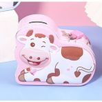 Livava Sevimli İnek Çantalı Ve Kilitli Metal Kumbara, 15x12 - Pembe