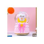 Livava Sevimli Kedi Büyük Boy Kar Küresi Işıklı, Müzikli, Püskürtmeli, Pembe, 16x12
