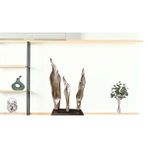 Livava Standlı Yaprak Biblo Polyester, Gümüş, 60x33