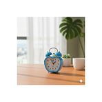 Livava Taşlı Elma Mini Metal Masa Saati, Alarmlı Ve Işıklı, Mavi, 13x10
