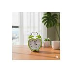 Livava Taşlı Elma Mini Metal Masa Saati, Alarmlı Ve Işıklı, Yeşil, 13x10