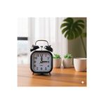 Livava Taşlı Kare Mini Metal Masa Saati, Alarmlı Ve Işıklı, Siyah, 13x8