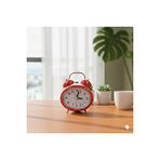 Livava Taşlı Oval Mini Metal Masa Saati, Alarmlı Ve Işıklı, Kırmızı, 12x8