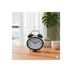 Livava Taşlı Oval Mini Metal Masa Saati, Alarmlı Ve Işıklı, Siyah, 12x8