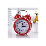 Livava Taşlı Yuvarlak Mini Metal Masa Saati, Alarmlı Ve Işıklı, Kırmızı, 13x8