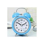 Livava Taşlı Yuvarlak Mini Metal Masa Saati, Alarmlı Ve Işıklı, Mavi, 13x8
