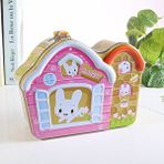 Livava Tavşan Evi Çantalı Ve Kilitli Metal Kumbara, 18x14 - Pembe