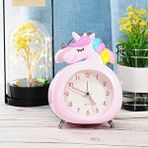 Livava Unicorn Çalar Saat Çocuk Odası Dekoratif Masa Saati – Sevimli Unicorn Saat Sessiz Akar. Işıklı Pembe