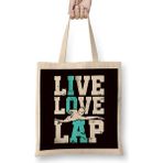 Live Swimming Pool Lap Love Swim Water Sports Swimmer Coach Bez Çanta Uzun Saplı - Açık Bej - 40 X 40