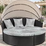 LiveGo Dış Mekan Daybed Yastık Kılıfı, 167,6 cm Elastik Bantlı Yedek Daybed Kılıfı, Güneş Yatağı Minder Kılıfı, Dış Mekan Yuvarlak Yatak Minder Kılıfları (Yapraklar A, 1 Yuvarlak Kılıf + 3 Yastık