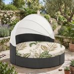 LiveGo Dış Mekan Daybed Yastık Kılıfı, 167,6 cm Elastik Bantlı Yedek Daybed Kılıfı, Güneş Yatağı Minder Kılıfı, Dış Mekan Yuvarlak Yatak Minder Kılıfları (Yapraklar D, Yuvarlak Kılıf)