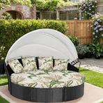 LiveGo Dış Mekan Daybed Yastık Kılıfı, 167,6 cm Elastik Bantlı Yedek Daybed Kılıfı, Güneş Yatağı Yastık Kılıfı, Dış Mekan Yuvarlak Yatak Minder Kılıfları (Yapraklar D, 4 Çeyrek Yuvarlak Kılıf + 3