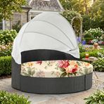LiveGo Dış Mekan Daybed Yastık Kılıfı, 167,62 cm Elastik Bantlı Yedek Daybed Kılıfı, Güneş Yatağı Minder Kılıfı, Dış Mekan Yuvarlak Yatak Minder Kılıfları (Çiçek B, Yuvarlak Kılıf)