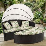 LiveGo Dış Mekan Daybed Yastık Kılıfı, 167,62 cm Elastik Bantlı Yedek Daybed Kılıfı, Güneş Yatağı Yastık Kılıfı, Dış Mekan Yuvarlak Yatak Minder Kılıfları (Yapraklar D, 2 Yarım Yuvarlak Kılıf + 3