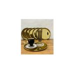liveisthome 6'lı Gold Paslanmaz Çelik 20 cm Yuvarlak Çay, Kahve, Pasta Servis Tepsisi Dekoratif Sunum Tepsisi