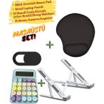 Livenda Bilek Destekli Mousepad Kamera Kapatıcı 12 Haneli Hesap Makinesi Metal Laptop Standı - Çok Renkli