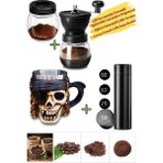 Livenda Shop Seramik Cam Kahve Öğütücü Kahve Değirmeni, Dijital Smart Çelik Termos 3D Korsan Çelik Kupa Bardak - Çok Renkli - 1