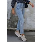 Livik Castua Kar Yıkama Kadın Likralı Yüksek Bel Denim Boyfriend Kot Pantolon