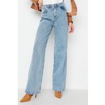 Livik Elena Likralı 90's Kadın Açık Kar Süper Yüksek Bel Salaş Paça Denim Kot Palazzo Pantolon