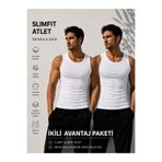 Livik Erkek Halter Yaka Sporcu Likralı Günlük & Spor Atlet 2li Beyaz Set