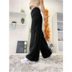 Livik Kadın Siyah Yüksek Bel Likralı Bol Paça Kot Pantolon- Wide Leg - 24