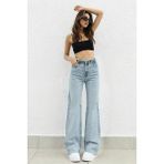 Livik Likralı 90's Kadın Mavi Süper Yüksek Bel Bol Paça Denim Kot Palazzo Pantolon - 26 - Kar Yıkama