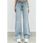 Livik Likralı 90's Kadın Mavi Süper Yüksek Bel Bol Paça Denim Kot Palazzo Pantolon