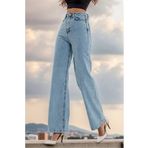 Livik Papel Kadın Yüksek Bel Salaş Paça Pantolon Palazzo Model Kot Pantolon