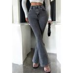 Livik Plumeria Kadın Yüksek Bel Füme Esnek Denim Kumaş Flare Jeans