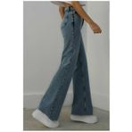 Livik The Likralı Orta Kar Yıkama Kadın Süper Yüksek Bel Salaş Paça Denim Kot Palazzo Pantolon
