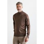 Livio Ferri Erkek Kahverengi Yarım Balıkçı Boğazlı Yaka Triko Kazak Standart Fit - 2XL