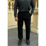 Livio Ferri Erkek Kumaş Baggy Kalıp Pileli Pantolon - Siyah - XL