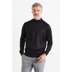 Livio Ferri Erkek Yarım Balıkçı Boğazlı Yaka Siyah Triko Kazak Standart Fit Günlük Stil - XL