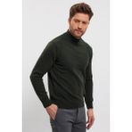 Livio Ferri Erkek Yünlü Normal Kalıp Yarım Balıkçı Boğazlı Yaka Triko Kazak - 2XL - Haki