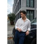 Livio Ferri Yurin Erkek Premium Müslin %100 Pamuk Oversize Uzun Kollu Gömlek - Beyaz