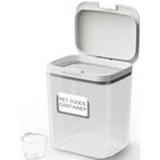 LivLab Mker Köpek Maması Kabı 5 lb Kapaklı Evcil Hayvan Maması Kapları, Hava Geçirmez Kedi Maması Kabı, BPA İçermez, Pirinç Kabı, Un Dispenseri (6 lbs), beyaz