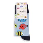 Livoni Unisex Cotton Regular Socks with Colorful and Fun Designs 43-46 Aquarium Fish - Regular Socks