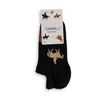 Livoni Unisex Cotton Sneaker Socks with Colorful and Fun Designs 35-38 Wild Horses -Low Socks