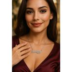 Livora Jewelry Taşlı Kemal Atatürk İmza Kadın Gümüş Kolye