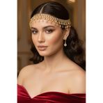 LIVOSH TAŞLI GELİN SAÇ AKSESUARI GELİN ALINLIK KINA TACI GOLD