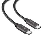 LivX Solid 100W 5A Type C to Type C iPhone 15 Plus Pro Max Hızlı Şarj ve Data Kablosu Halat Örgülü Space Gray 3 Metre