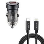LivX Transparent 45W PD/QC Mini Araç Şarj Cihazı ve 1 m iPhone Hızlı Şarj Kablosu