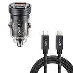 LivX Transparent 45W PD/QC Mini Araç Şarj Cihazı ve 2 m iPhone Hızlı Şarj Kablosu