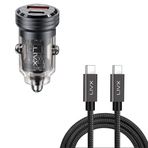 LivX Transparent 45W PD/QC Mini Araç Şarj Cihazı ve 50 cm Hızlı Şarj ve Data Kablosu