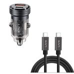 LivX Transparent 45W PD/QC Mini Araç Şarj Cihazı ve 50 cm iPhone Hızlı Şarj Kablosu