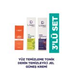 LIWECDERMA Liwec Derma 3'lü Set (DERİN TEMİZLEYİCİ JEL - YÜZ TEMİZLEME TONİK - GÜNEŞ KREMİ SPF 50+)