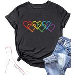 LIWYLU Kadınlar için Gurur Gömlekleri T-Shirt Gökkuşağı Tee Eşitlik Gurur Gömlek LGBTQ Aşk Kalp Grafik Baskı Bluz Üst Tee, Gri-5 (Gri, XL