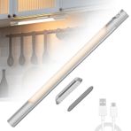 Lixada LED gömme lamba, 72 LED, 41 cm gece lambası, hareket sensörlü, dolap aydınlatması, dolap aydınlatması, 3 renk kısılabilir, pilli dolap ışığı 4000 mAh LED ışık, elbise dolabı, merdiven için