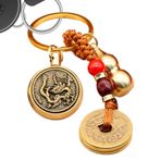 Lixuhdyu Sırt çantası için iyi şans cazibesi, iyi şanslar için şanslı madeni para feng shui - Vintage bakır şanslı anahtar zinciri | Uzun ömürlü pirinç anahtar yüzük şans cazibesi, araba kolyeleri,