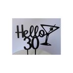LİYA3D 30 Yaş Pasta Süsü Siyah Kokteyl Temalı Cake Topper – Happy 30 Doğum Günü Pasta Üstü Dekoru